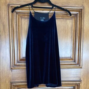 Aqua Blue Velvet Camisole Top with Thin Straps